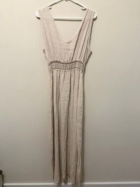 Women's Cream Crochet-Waist Maxi Dress